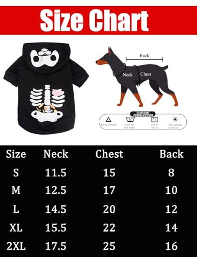 Coomour Dog Halloween Shirts Pet Skull Clothes Halloween Cat Skeleton Costume Outfits for Dogs Cats Hoodies (M)