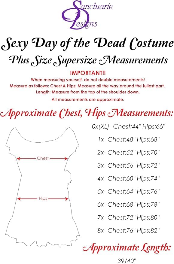 Sanctuarie Designs Plus Size Purple Day of the Dead Costume Short Dress & Basic Kit 1x