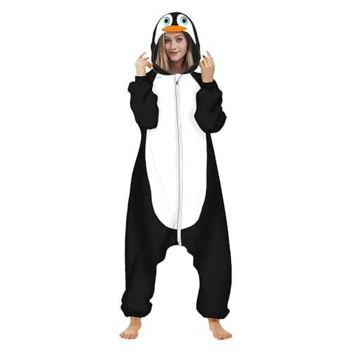 nmuauycu Unisex Adult Penguin Onesie Pajamas，Polar Fleece, Cosplay, Animal Onesie Halloween Costume, and Homewear