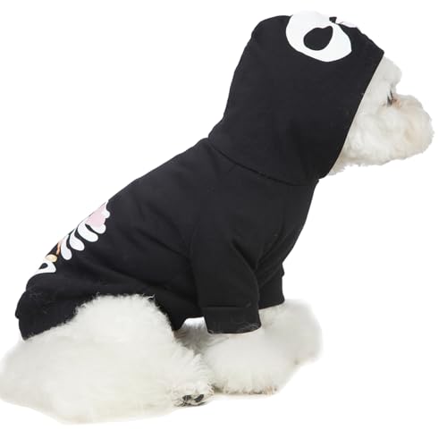Coomour Dog Halloween Shirts Pet Skull Clothes Halloween Cat Skeleton Costume Outfits for Dogs Cats Hoodies (M)