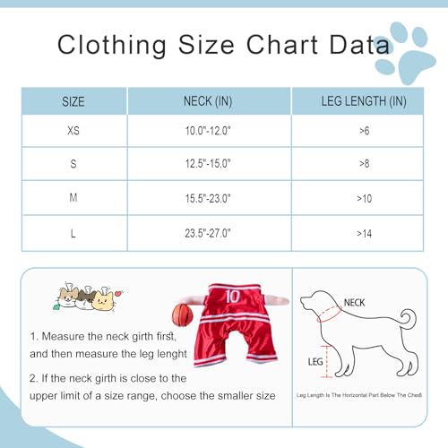 DELIFUR Dog Basketball Player Costume - Pet Halloween Costume Adjustable Funny Dress Up Sports Outfit Cosplay Clothes for Large Cats and Small Dogs Red (X-Small)