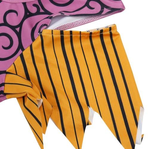 Bemeiren Women Halloween Print Dress Short Sleeve Christmas Adult Sally Cosplay Costume Outfit