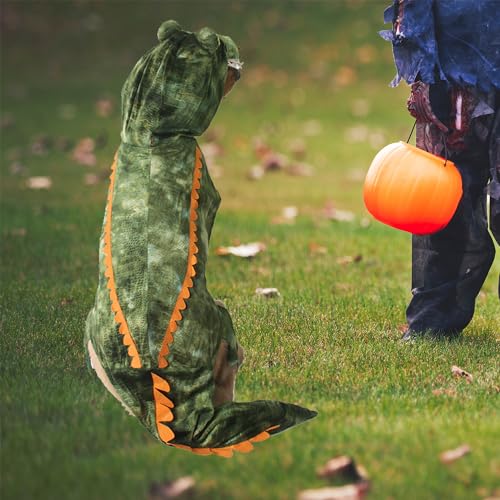 MUYAOPET Dog Costume Halloween Dog Crocodile Dinosaur Costume for Small Large Dog Pets Winter Warm Coat Jumpsuits (Green, XX-Large(Weight 60-90LBS))