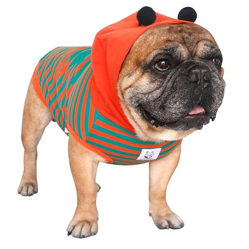 iChoue I am a French Bulldog Bumble Bee Halloween Costumes Clothes Hoodies Shirts Vest for Small Dogs Cold Weather Winter Coats Frenchie English Pug Pitbull Boston Terrier - Orange Green, Medium