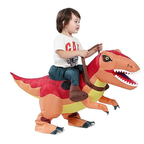 HSCTEK Inflatable Dinosaur Costume Baby Boys Girls, Blow Up Riding Trex Cosplay Kids Toddler, Ride On Dino Halloween Costume Children