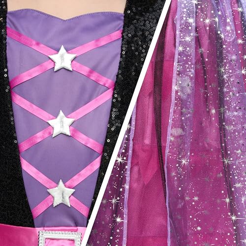 Spooktacular Creations Witch Costume Kids, Light Up Halloween Costumes Witch Dress with Hat and Broom for Girls, Sweet Wizard Set for Toddler Scayr Halloween Themed Parties, Pink, S