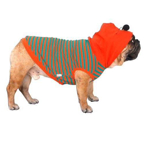 iChoue I am a French Bulldog Bumble Bee Halloween Costumes Clothes Hoodies Shirts Vest for Small Dogs Cold Weather Winter Coats Frenchie English Pug Pitbull Boston Terrier - Orange Green, Medium