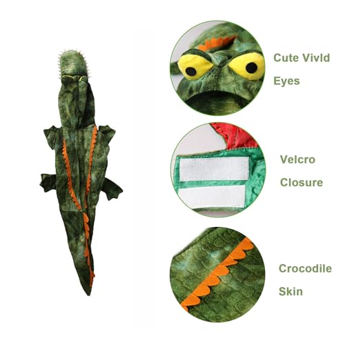 MUYAOPET Dog Costume Halloween Dog Crocodile Dinosaur Costume for Small Large Dog Pets Winter Warm Coat Jumpsuits (Green, XX-Large(Weight 60-90LBS))