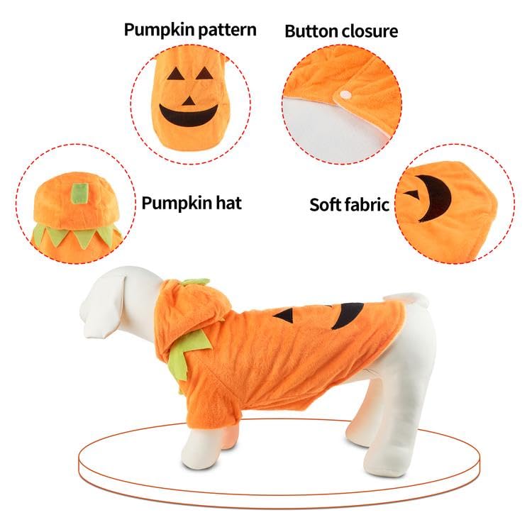 DELIFUR Dog Cat Halloween Pumpkin Costume Puppy Fleece Hoodie Coat for Large Dog (XXXX-Large)