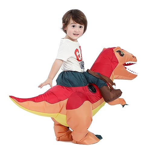 HSCTEK Inflatable Dinosaur Costume Baby Boys Girls, Blow Up Riding Trex Cosplay Kids Toddler, Ride On Dino Halloween Costume Children