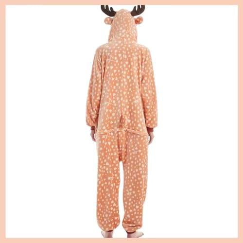 Unisex Adult Cosplay Animal Onesie Halloween Costume Christmas One Piece Pajamas Sleepwear for Women Men (US, Alpha, Medium, Regular, Regular, Deer)