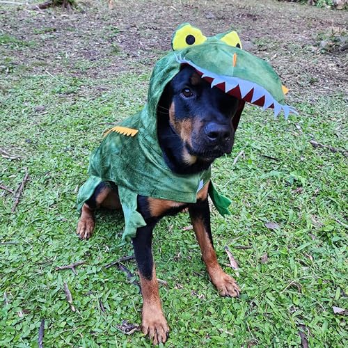 MUYAOPET Dog Costume Halloween Dog Crocodile Dinosaur Costume for Small Large Dog Pets Winter Warm Coat Jumpsuits (Green, XX-Large(Weight 60-90LBS))