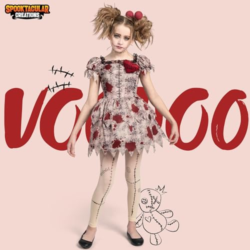 Spooktacular Creations Halloween Kids Voodoo Costume, Voodoo Doll Dress Costume for Girls Halloween Dress up (X-Large(12-14 yrs))