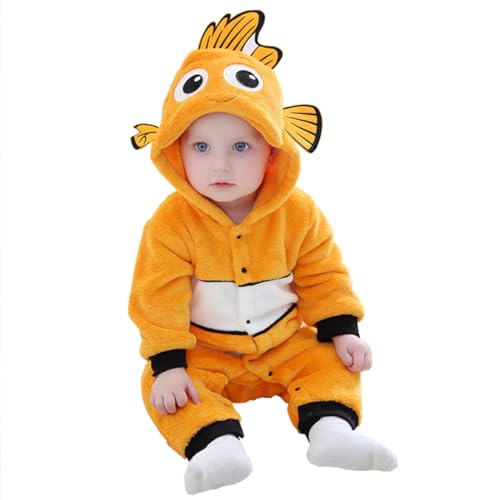 MerryJuly Baby Halloween Costumes For Kids Infant Toddler Boys Girls Animal Onesie Pajamas Costume Cartoon Romper Outfit (Clown Fish, 120cm/(30-36 months))