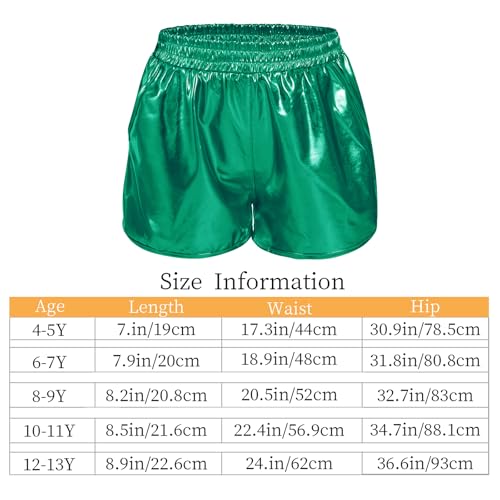 Bskifnn Alien Costume Metallic Shorts with Headband Space Costume Accessories for Boys and Girls for Party,Hallowen,Cosplay (Green, 6-7 Years)