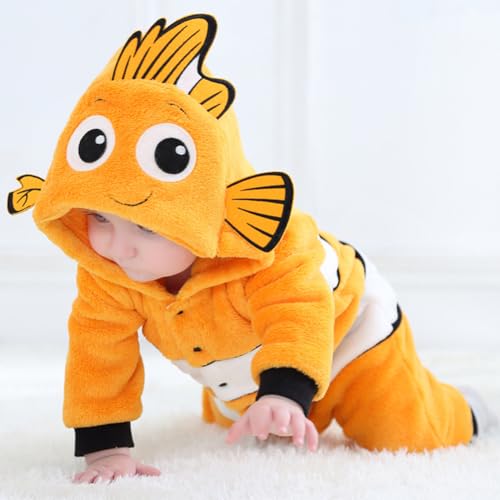 MerryJuly Baby Halloween Costumes For Kids Infant Toddler Boys Girls Animal Onesie Pajamas Costume Cartoon Romper Outfit (Clown Fish, 120cm/(30-36 months))