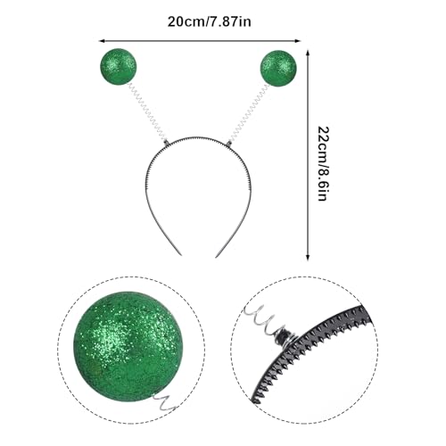 Bskifnn Alien Costume Metallic Shorts with Headband Space Costume Accessories for Boys and Girls for Party,Hallowen,Cosplay (Green, 6-7 Years)
