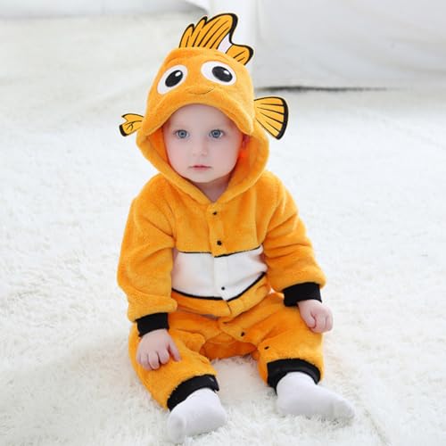 MerryJuly Baby Halloween Costumes For Kids Infant Toddler Boys Girls Animal Onesie Pajamas Costume Cartoon Romper Outfit (Clown Fish, 120cm/(30-36 months))