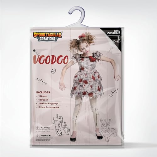 Spooktacular Creations Halloween Kids Voodoo Costume, Voodoo Doll Dress Costume for Girls Halloween Dress up (X-Large(12-14 yrs))