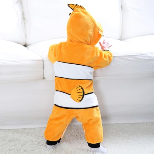 MerryJuly Baby Halloween Costumes For Kids Infant Toddler Boys Girls Animal Onesie Pajamas Costume Cartoon Romper Outfit (Clown Fish, 120cm/(30-36 months))