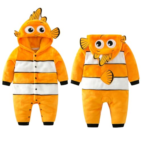 MerryJuly Baby Halloween Costumes For Kids Infant Toddler Boys Girls Animal Onesie Pajamas Costume Cartoon Romper Outfit (Clown Fish, 120cm/(30-36 months))