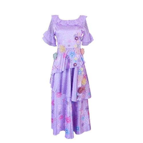 Quenny New Halloween Magic Full House Princess Dresses,Light-Colored Isabella Dresses,Masquerade Party Performance Costumes. (Light Purple, Children XX-Large(7-8Y))