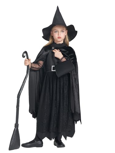 IKALI Black Witch Girls Costume 8-10 Years