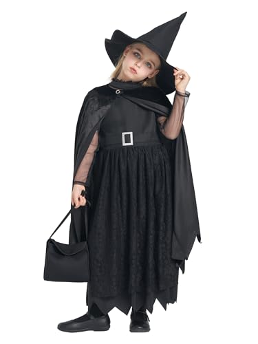 IKALI Black Witch Girls Costume 8-10 Years