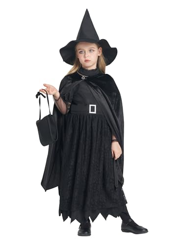 IKALI Black Witch Girls Costume 8-10 Years