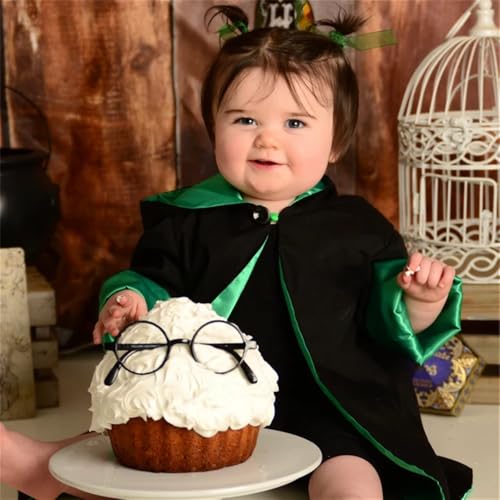 Twopumpkin Toddler Baby Boy Girl Halloween Costumes Wizard Costume Long Sleeve Hooded Wizard Cloak Witch Robe With Scarf (Wizard Robe+Scarf Green, 6-12 Months)
