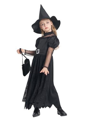 IKALI Black Witch Girls Costume 8-10 Years