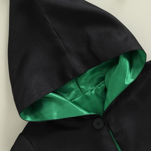 Twopumpkin Toddler Baby Boy Girl Halloween Costumes Wizard Costume Long Sleeve Hooded Wizard Cloak Witch Robe With Scarf (Wizard Robe+Scarf Green, 6-12 Months)