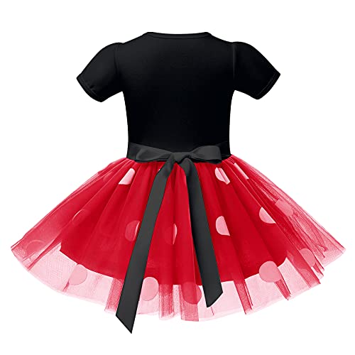 Toddler Baby Girls Mouse Birthday Outfit Polka Dot Dress Four 4th Birthday Party Tutu Skirt Bowknot Ears Headband Halloween Cake Smash Dress Costume for Photo Prop Black-Love Heart 4 Years