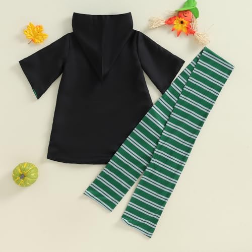Twopumpkin Toddler Baby Boy Girl Halloween Costumes Wizard Costume Long Sleeve Hooded Wizard Cloak Witch Robe With Scarf (Wizard Robe+Scarf Green, 6-12 Months)