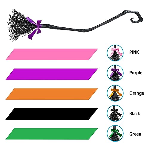 Spooktacular Creations Child Girl Orange Purple Witch costume with Broom for Girls Halloween Dress Up (Large(10-12 yr))