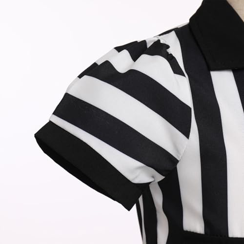 Girls Black and White Striped Dress Casual Vertical Black and White Stripe Tutu Dress 1950s 50s Dress Kids Halloween Dresses for Toddler Girls Cosplay Costume Belted Bow Headband Stripes 18-24 Months