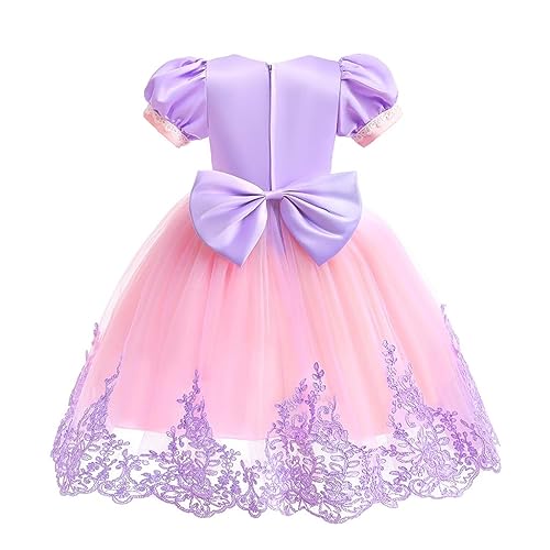 Dressy Daisy Long Braid Princess Fancy Dress Up Halloween Birthday Party Costume with Braid Accessories for Little Girls Size 5-6, Purple