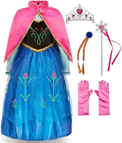 Funna Princess Costume for Toddler Girls Fancy Dress Party with Accessories Blue, 10 Years