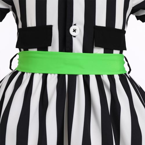 Girls Black and White Striped Dress Casual Vertical Black and White Stripe Tutu Dress 1950s 50s Dress Kids Halloween Dresses for Toddler Girls Cosplay Costume Belted Bow Headband Stripes 18-24 Months