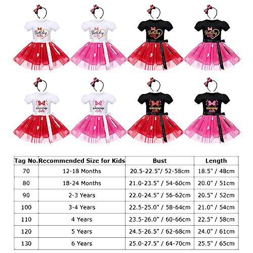 Toddler Baby Girls Mouse Birthday Outfit Polka Dot Dress Four 4th Birthday Party Tutu Skirt Bowknot Ears Headband Halloween Cake Smash Dress Costume for Photo Prop Black-Love Heart 4 Years