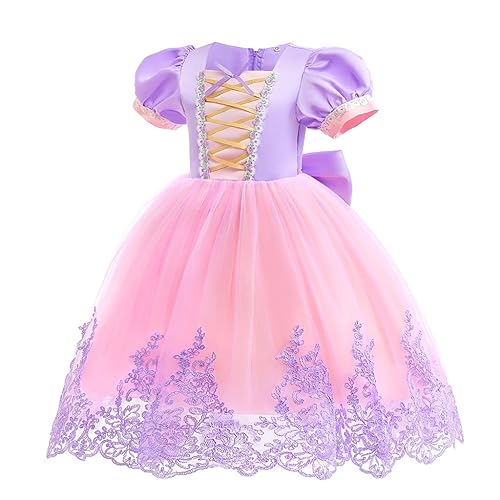 Dressy Daisy Long Braid Princess Fancy Dress Up Halloween Birthday Party Costume with Braid Accessories for Little Girls Size 5-6, Purple