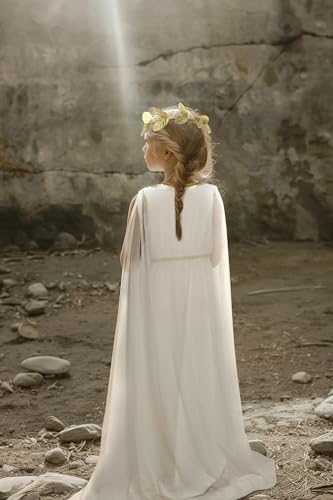 JEGERMIG Greek Costume Kids Toga Roman Goddess Athena Children Halloween Cosplay Grecian Dress Up Outfit Set