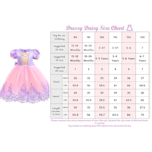 Dressy Daisy Long Braid Princess Fancy Dress Up Halloween Birthday Party Costume with Braid Accessories for Little Girls Size 5-6, Purple