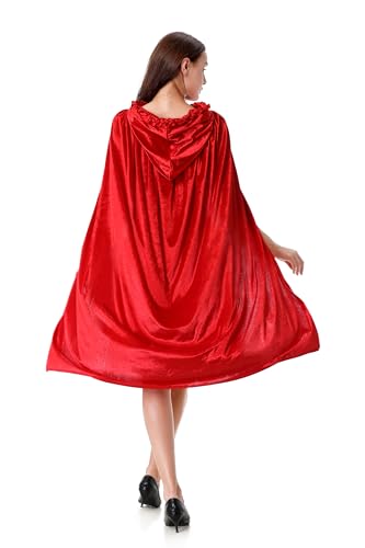 Colorful House Adult Little Red Riding Hood Costume for Women Red Riding Hood Dress Halloween Party Dress(Small,Off Shoulder)