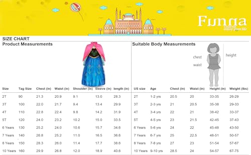 Funna Princess Costume for Toddler Girls Fancy Dress Party with Accessories Blue, 10 Years