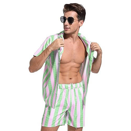 ZOKJFDK Men Costume for Adult Men Cosplay Beach Costumes Suits Shirt Shorts Outfits Men Doll Costume for Halloween Party (X-Small)
