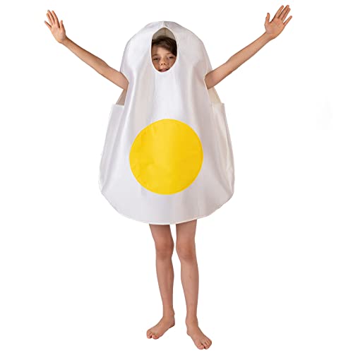 Hqroidd Steak Costume Funny Realistic Meat Outfit Adult Unisex Food Cosplay Suit Novelty Gifts for Halloween (Egg Costume, One Size)
