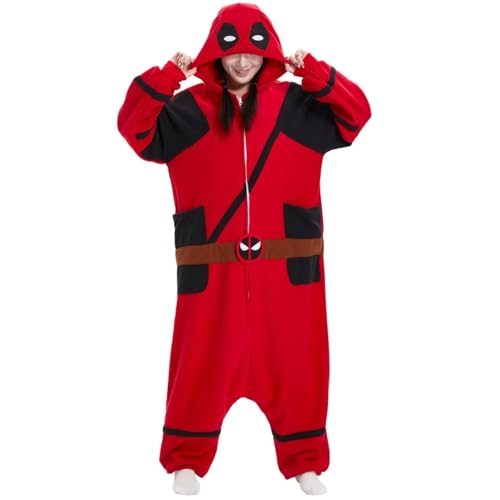 Unisex Adult Onesie Animal Pajamas,Halloween Cosplay Costumes,Cartoon Costumes Party Wear(RedDeadpool-XL)