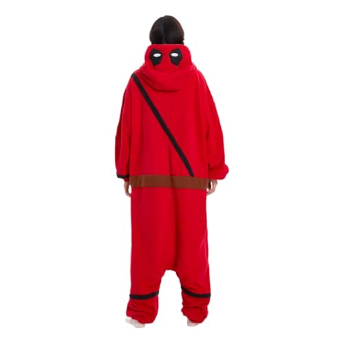Unisex Adult Onesie Animal Pajamas,Halloween Cosplay Costumes,Cartoon Costumes Party Wear(RedDeadpool-XL)