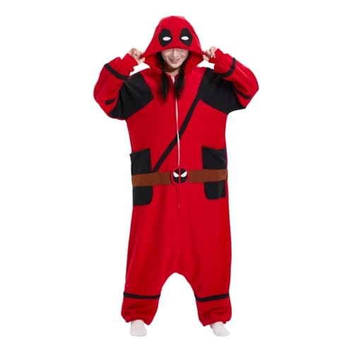 Unisex Adult Onesie Animal Pajamas,Halloween Cosplay Costumes,Cartoon Costumes Party Wear(RedDeadpool-XL)